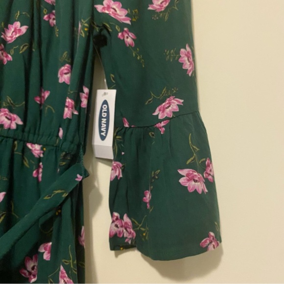 NWT Girls 14 XL Old Navy Green Floral Long Sleeve Dress - Picture 14 of 15